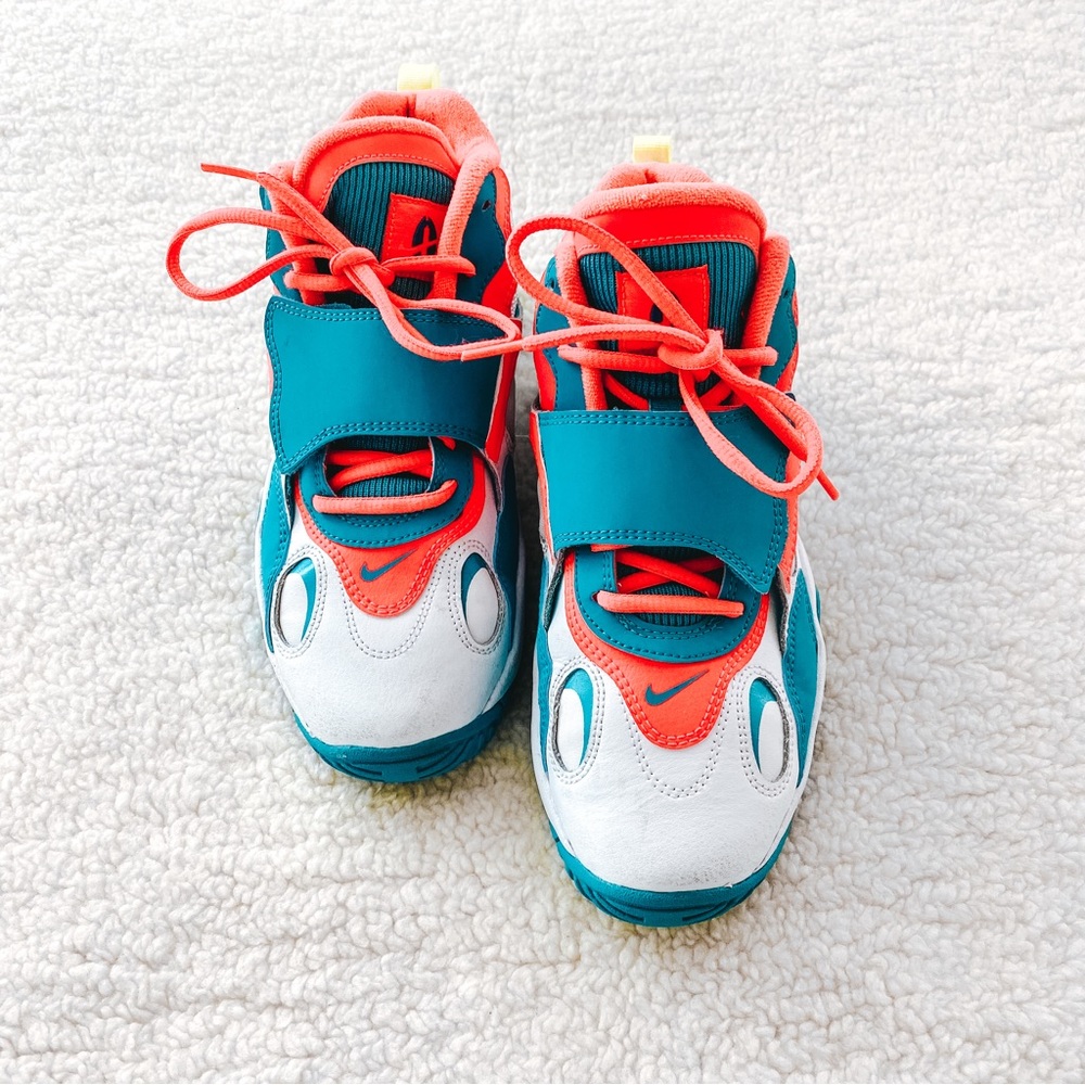 Nike | 6.5 Youth Air Shoes Miami Dolphins in Turf Blue and Mango Neon Orange